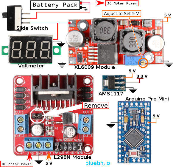 Example Circuit with the XL6009 Buck-Boost DC to DC Converter 