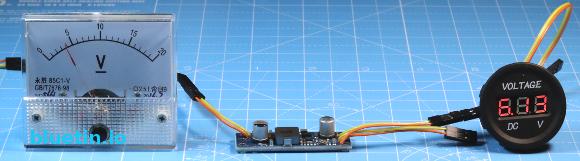 Jumper Wires Connecting DC - DC Step-Up Converter and Voltmeters