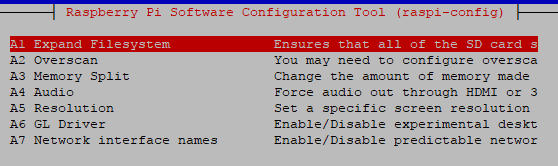 raspi-config Configuration of Advanced Options