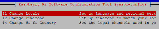 raspi-config Configuration of Localisation Options