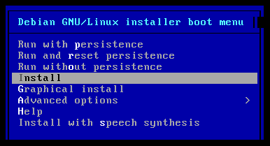 Raspbian Virtual Machine Installer Boot Menu