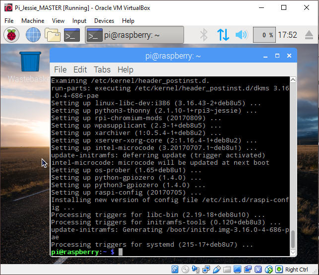 Raspbian Virtual Machine Update and Upgrade