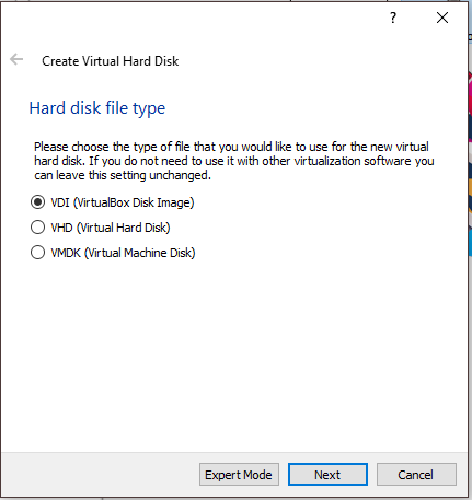 Virtual Machine Hard Disk Type