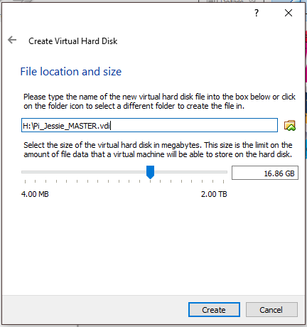 VM Choose File Location And Size