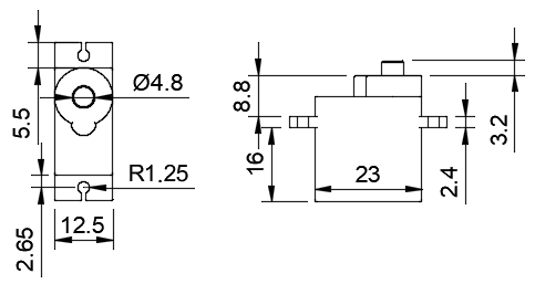 Micro Servo 9g Drawings and Dimensions