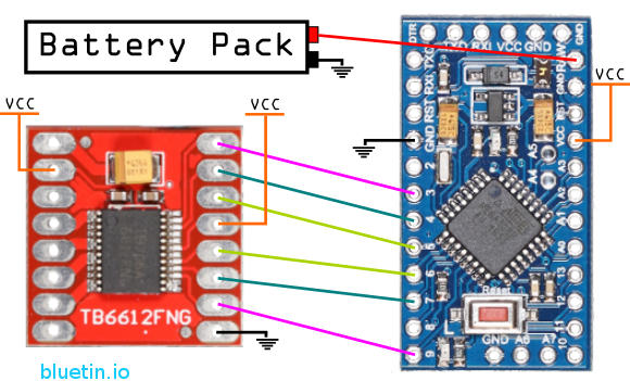 Motor Driver and Arduino Pro Mini Circuit