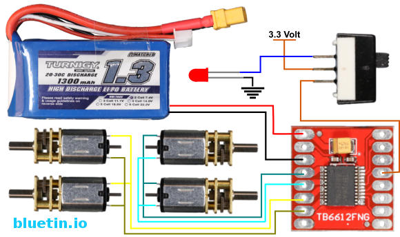 TB6612FNG Dual H-Bridge Module and DC Motor Circuit