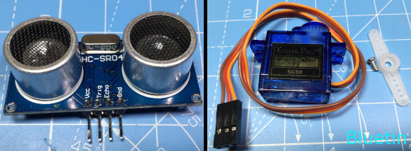 HC-SR04 Ultrasonic Sensor and 9g micro servo